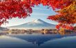 View of Mount Fuji across a lake