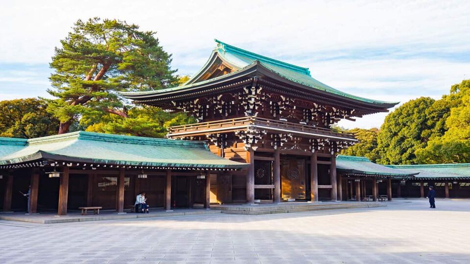Meiji Shrine located in Shibuya, Tokyo, is the Shinto shrine that is dedicated to the deified spirits of Emperor Meiji and his wife, Empress Shoken.