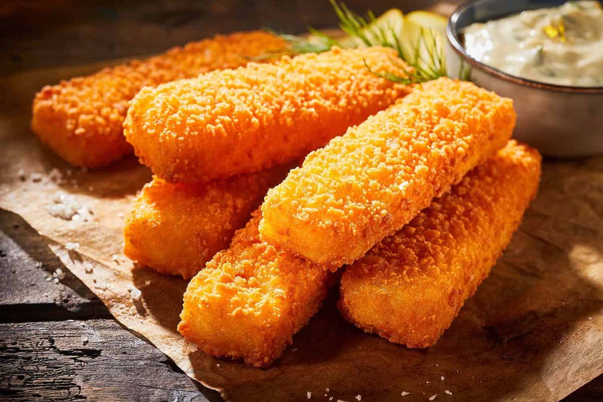 stacked golden fish fingers
