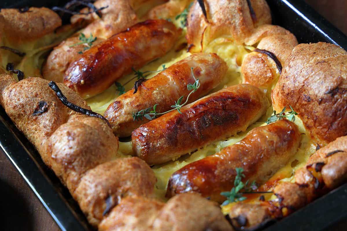 close up of Toad In The Hole, aTraditional English Food