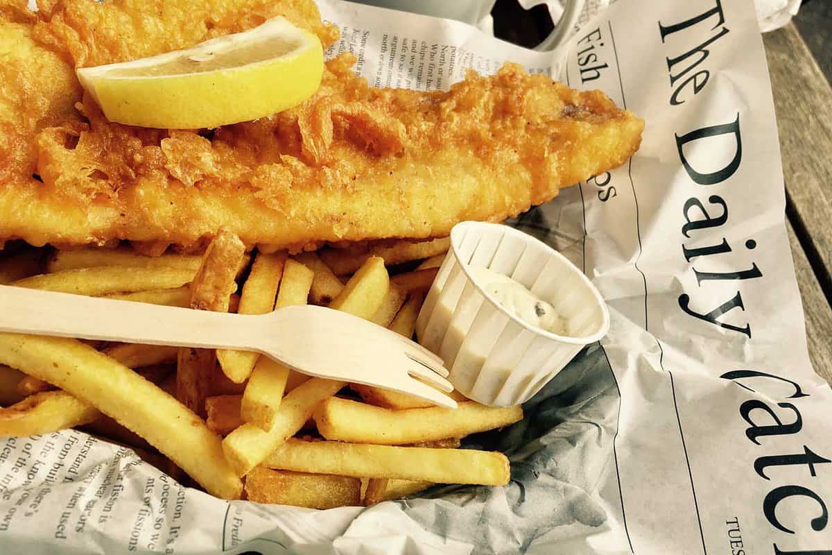 Fish and chips in paper