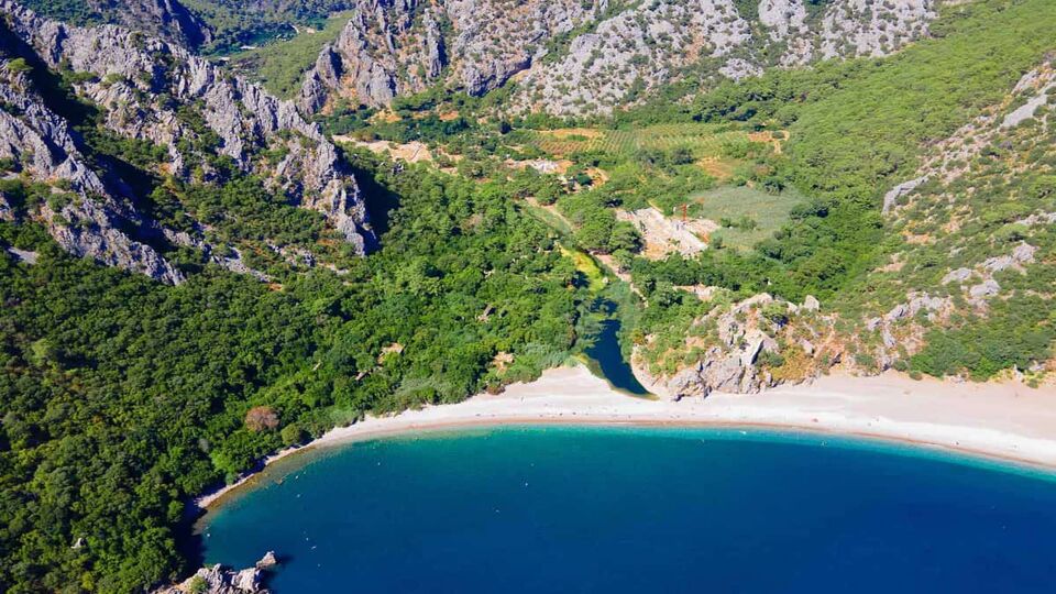 Aerial drone shots of Olympos, the ancient city