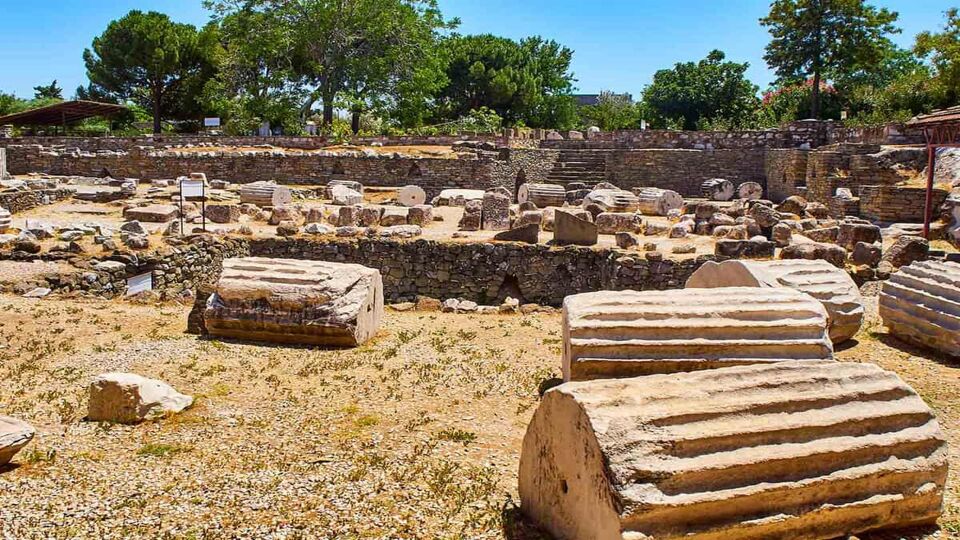 The ruins of the Mausoleum of Halicarnassus, one of the Seven Wonders of the World