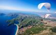 Paraglider flying above Oludeniz beach in Fethiye