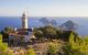 Lighthouse overlooking the sea in a beautiful landscape