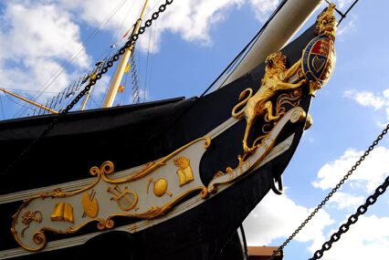 Bow of ship with gold detailing