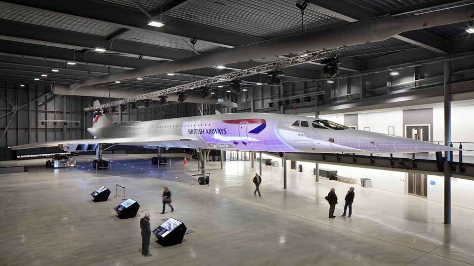 Concorde airplane in hangar