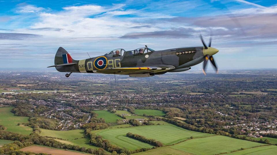 Spitfire airplane flying