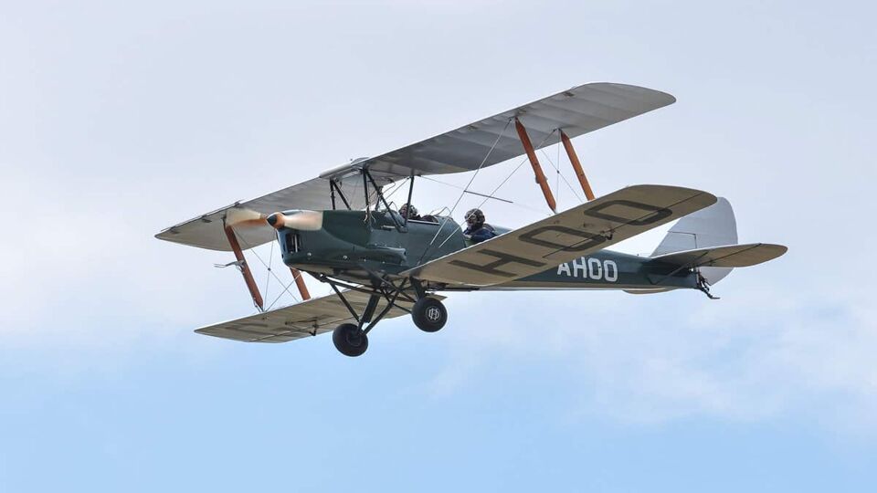 Tiger Moth airplane flying