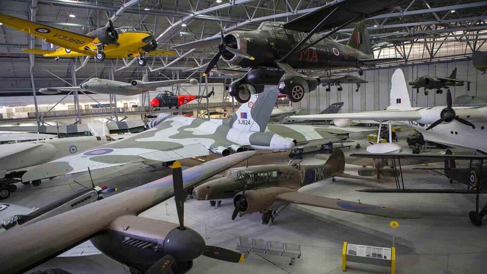 Aircraft on display at the Imperial War Museum Duxford