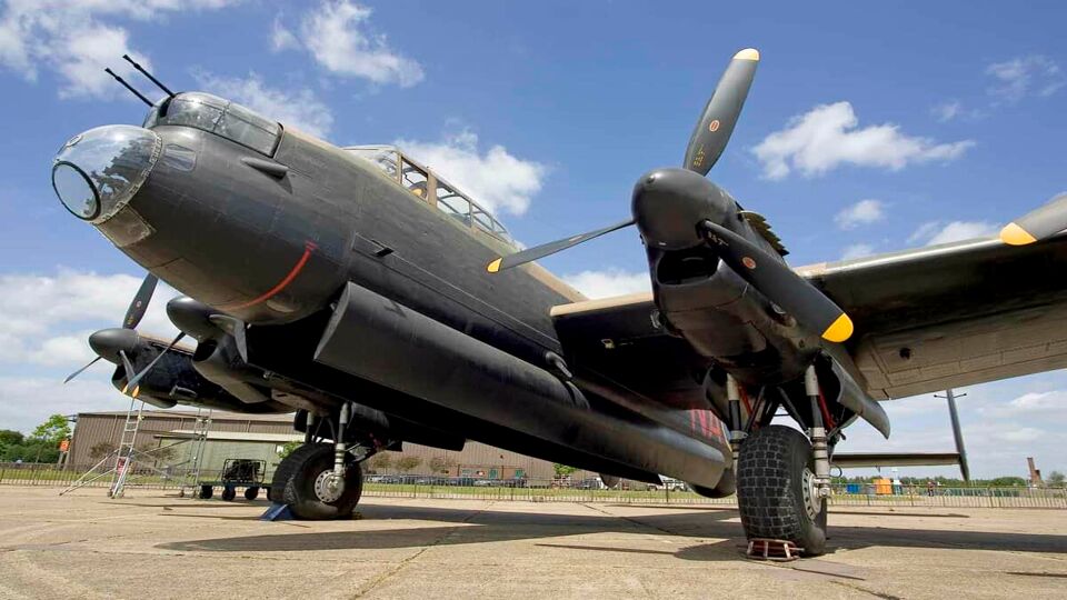 close up of an old bomber plane