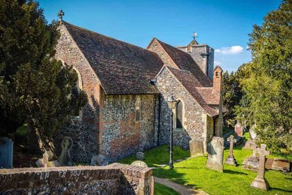 Bucolic churchyard on a sunny day