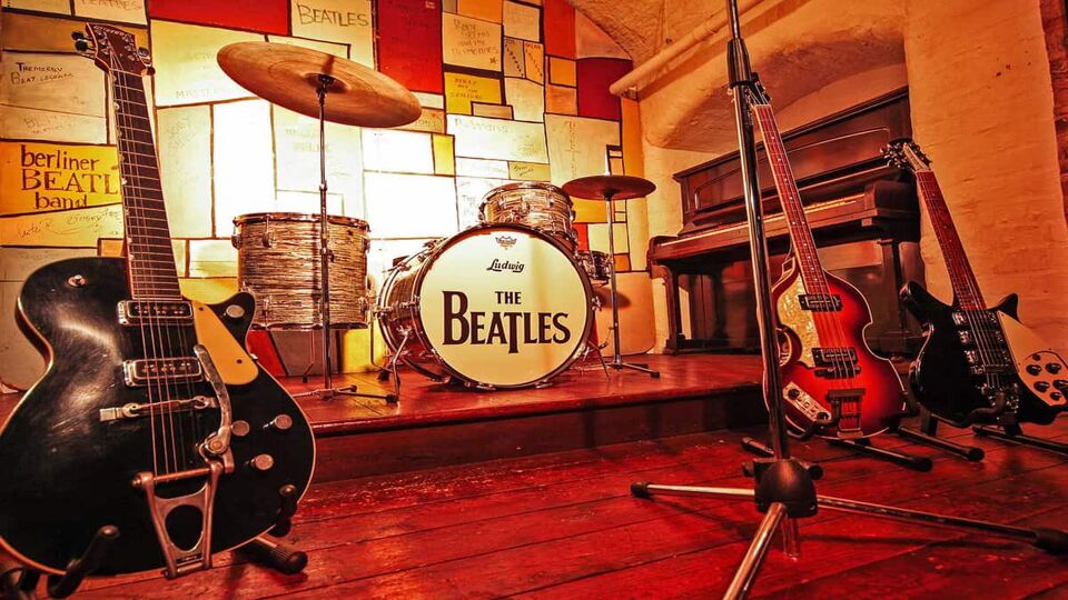 Beatles' drum set on display in the museum