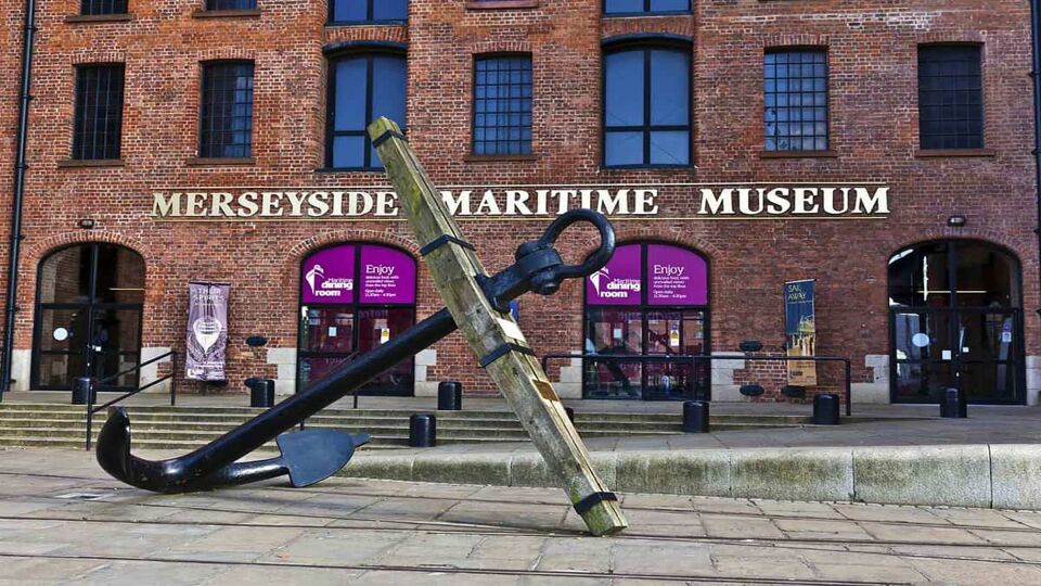 Exterior of the Merseyside Maritime Museum in the Albert Dock on the banks of the River Mersey.