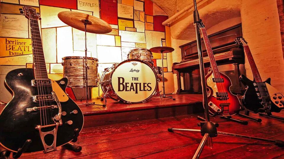 Beatles' drum set on display in the museum