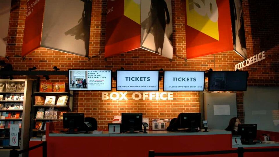 A photo showing the Box Office at Shakespeare Company theatre where audience members can book tickets