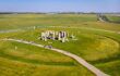 Aerial view of tourists visiting the Stonehenge in summer