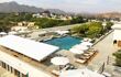 View down over the pool area in the Raas Devigarh hotel, Udaipur