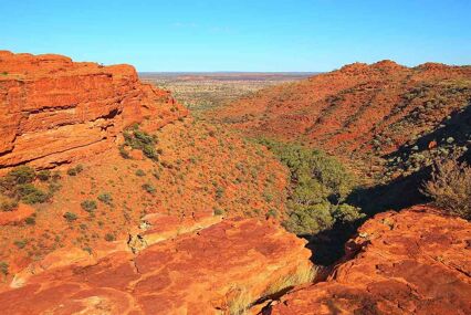An overview of a red canyon
