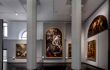 Renaissance paintings on the walls in exhibition rooms of the Galleria Accademia in Venice