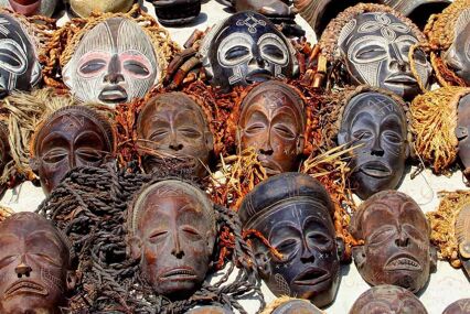 Traditional African wooden masks