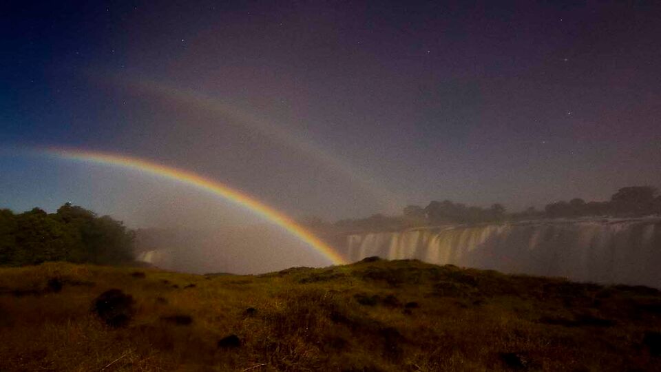 A rainbow across the Victoria Falls