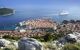 Aerial view down on a cruise liner leaving Dubrovnik