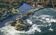 aerial view of a strange bay with foaming currents