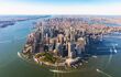 aerial view of Manhattan island on a sunny day