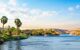 River Nile and boats at sunset in Aswan