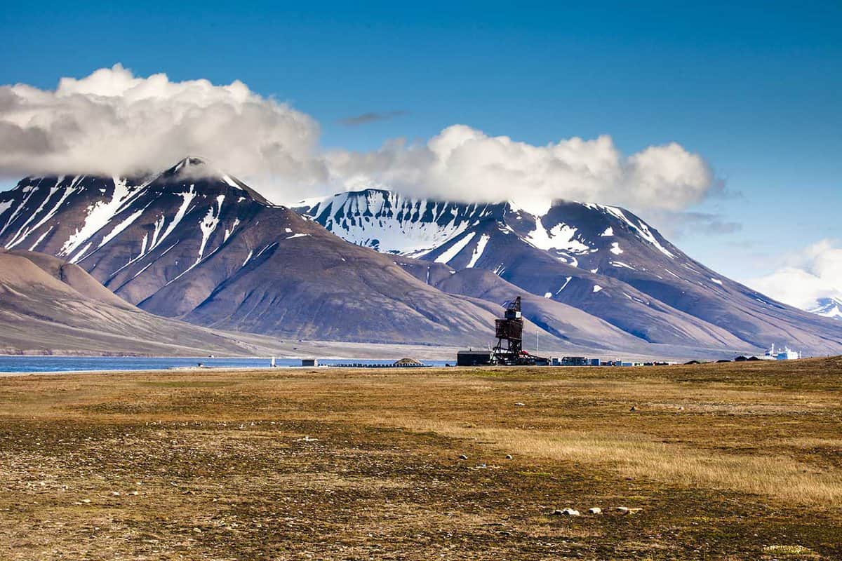 beautiful scenery of plains and mountains on Spitsbergen island