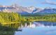 Wild forest lake in the Altai mountains on a summer morning, picturesque reflection