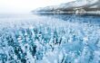 Bubbles of methane gas frozen in the ice, Lake Baikal