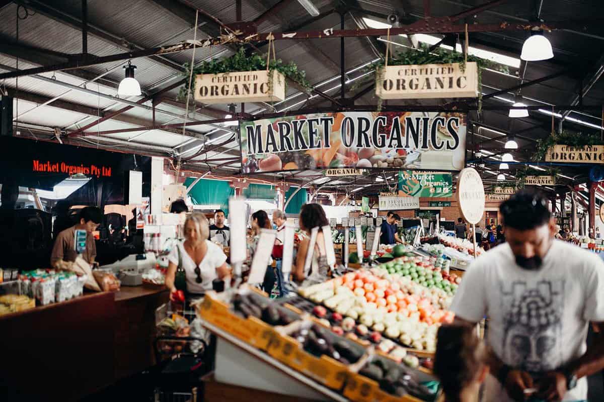 Queen Victoria market organics in the city centre of Melbourne, Australia.