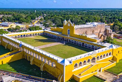 Izamal Yucatan San Antonio Convent drone shot