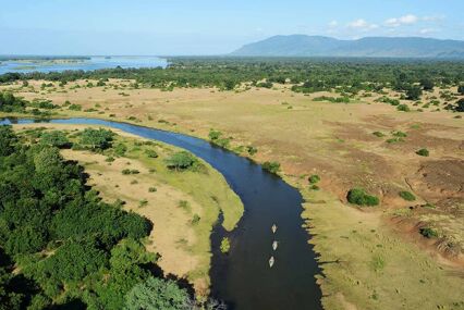 The Zambezi river shot from above